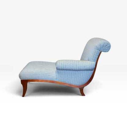 Blue Stripe Upholstered Chaise Lounge