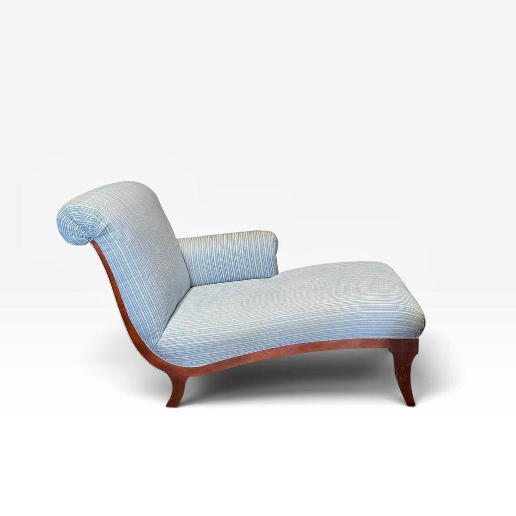 Blue Stripe Upholstered Chaise Lounge