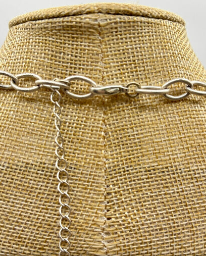 Statement Necklace & Earrings Set Silver-toned with Faceted Yellow Details /j