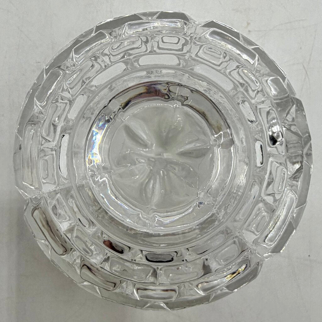 Vintage Godinger Crystal Bee Hive Honey Jar w/Silverplate Honey Bee Drizzler 5 Inches /cb
