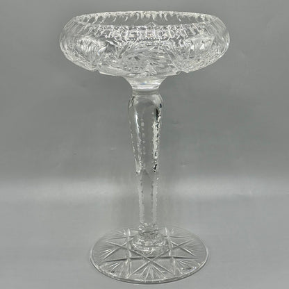 Antique American Brilliant Period ABP Wheel Cut Glass 10 Inch Pedestal Bowl /cb