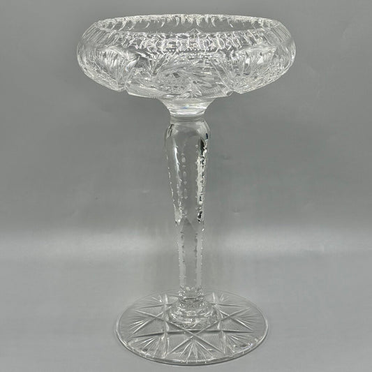 Antique American Brilliant Period ABP Wheel Cut Glass 10 Inch Pedestal Bowl /cb