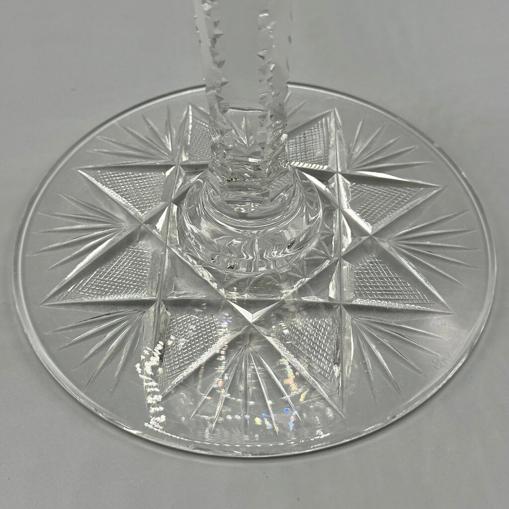 Antique American Brilliant Period ABP Wheel Cut Glass 10 Inch Pedestal Bowl /cb