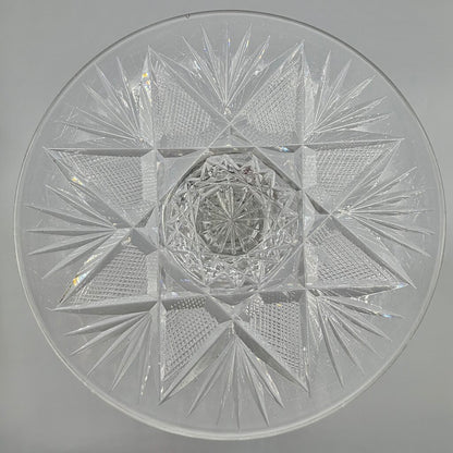 Antique American Brilliant Period ABP Wheel Cut Glass 10 Inch Pedestal Bowl /cb