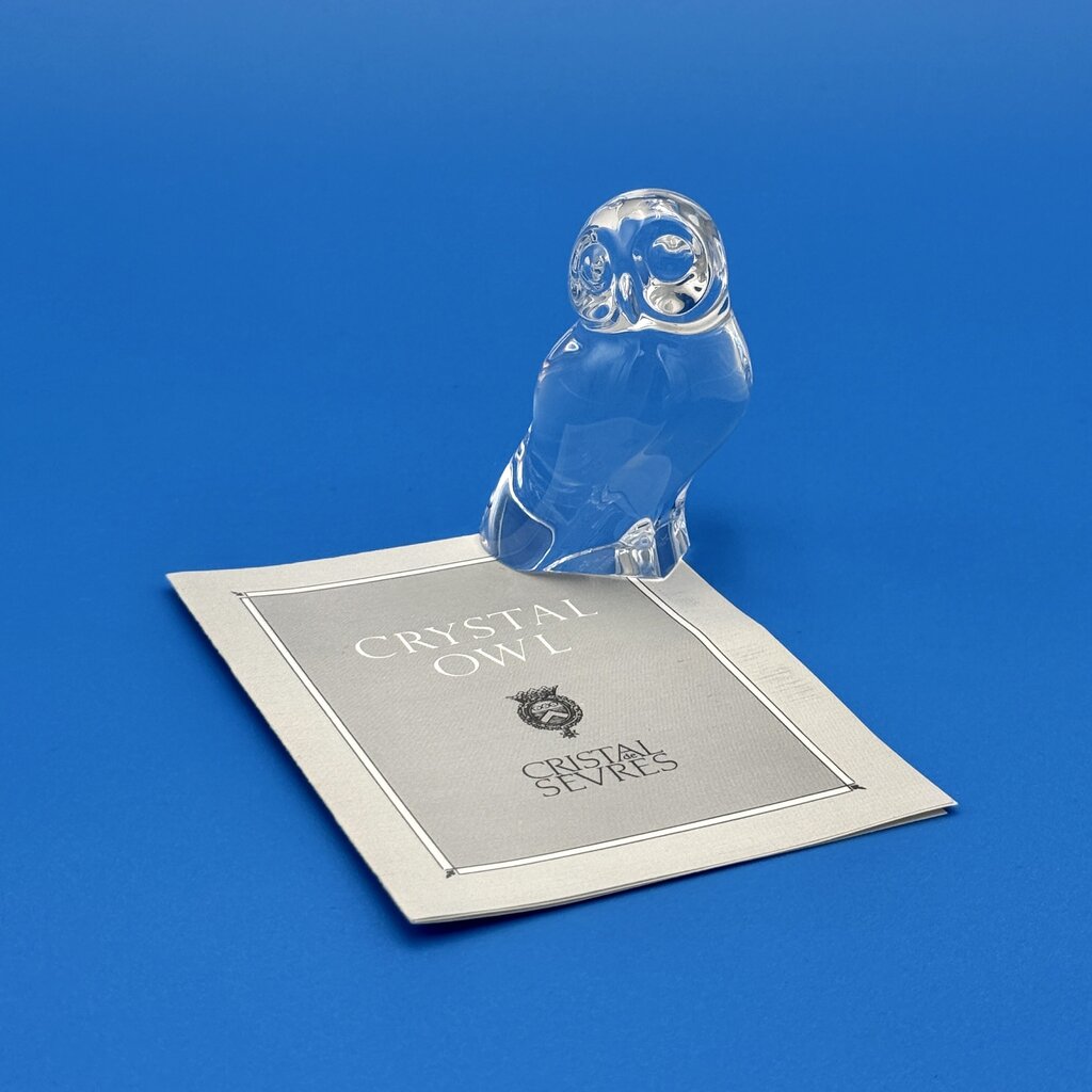 VTG Cristal De Sevres Crystal Owl w/ Certificate By Franklin Mint