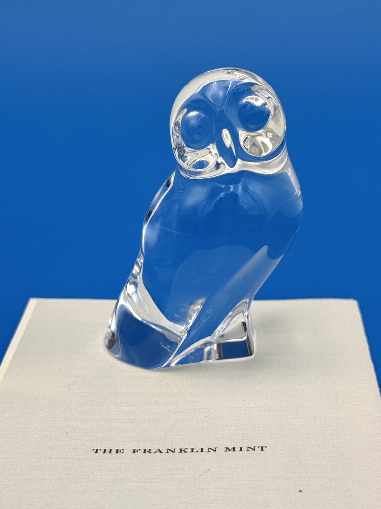 VTG Cristal De Sevres Crystal Owl w/ Certificate By Franklin Mint