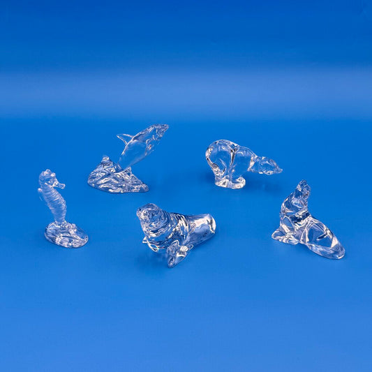 Set Of 5 Franklin Mint Crystal Sea Sculpture Collection By Richard Ellis