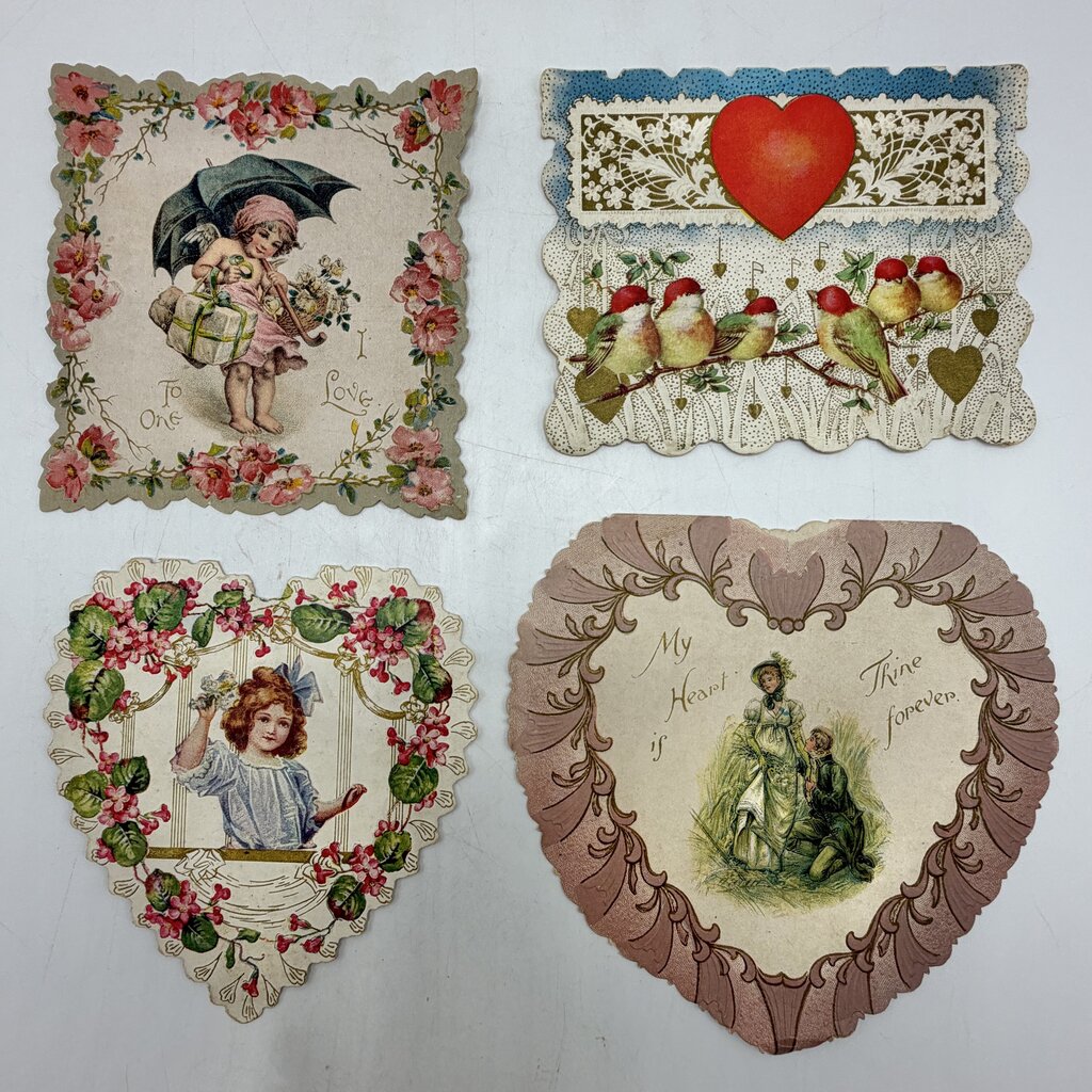 Lot of 13 Antique Valentine’s Day Cards Embossed Die Cut Pop Up /cb