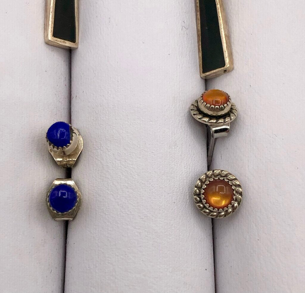 7 Pair Sterling Silver & Gemstone Earrings /b