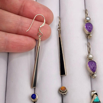 7 Pair Sterling Silver & Gemstone Earrings /b