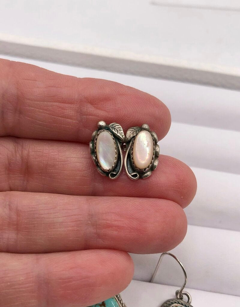 2 Pair Native American Made Sterling Silver & Turquoise Earrings /b