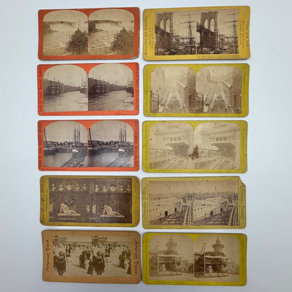 Set Of 38 Antique Stereoview Cards Early 20th Century USA Scenery Real Photos /cb