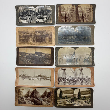 Set Of 38 Antique Stereoview Cards Early 20th Century USA Scenery Real Photos /cb