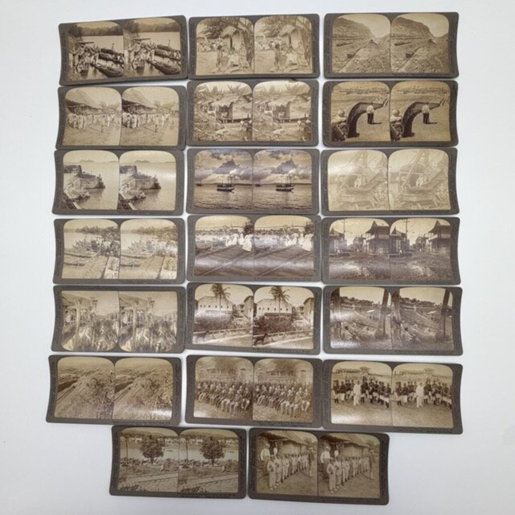 Set Of 38 Antique Stereoview Cards Early 20th Century International Scenery Real Photos /cb
