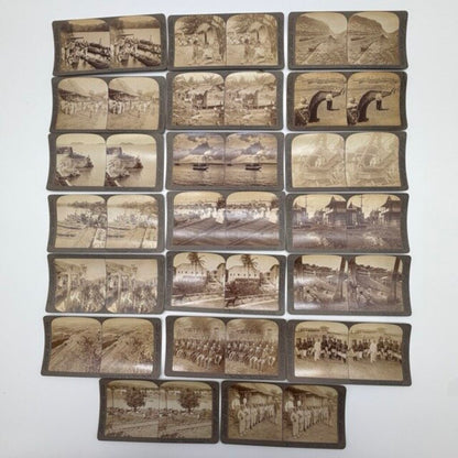 Set Of 38 Antique Stereoview Cards Early 20th Century International Scenery Real Photos /cb