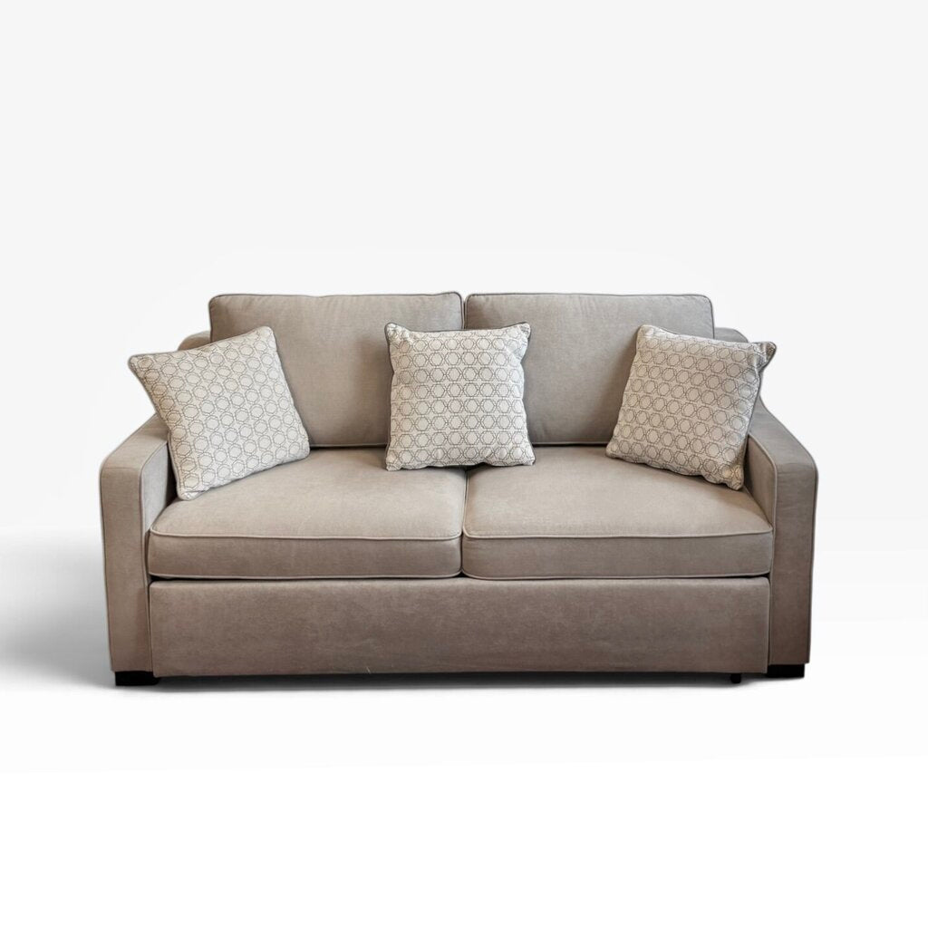Tan Gray Folding Couch Bed with Pillows