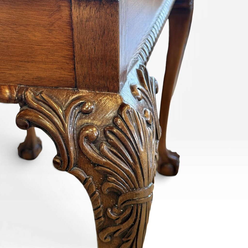 Mahogany Tall Side Table with Rail Trim
