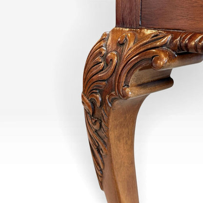 Mahogany Tall Side Table with Rail Trim
