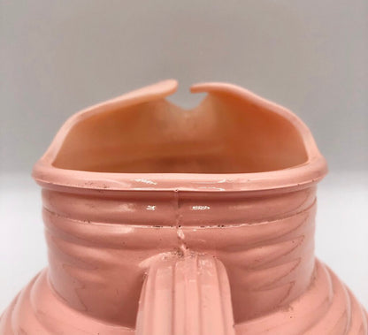 Mid Century Anchor Hocking Pink Ribbed Glass Ball Pitcher /b
