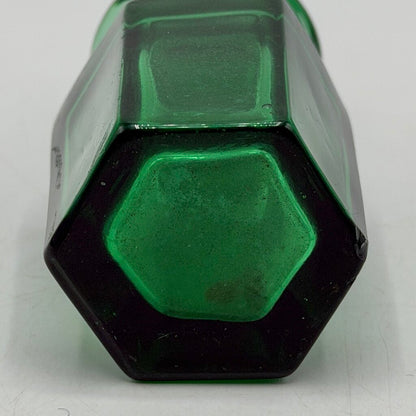 Antique Victorian Hexagonal Emerald Green Glass Smelling Salts Bottle /cb