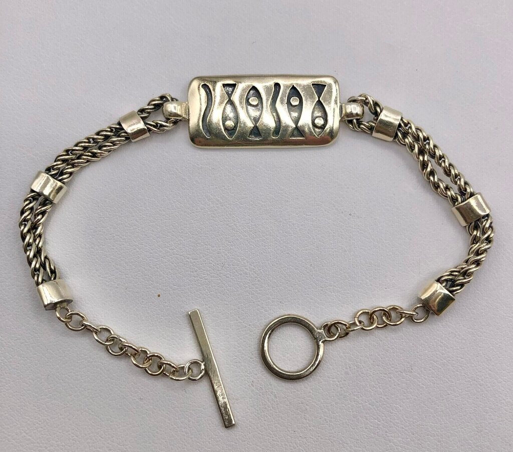 Vintage Boma FIsh Design 925 Sterling Silver Chain Bracelet /b