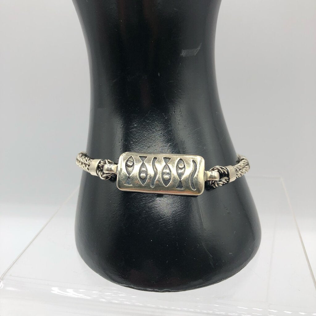 Vintage Boma FIsh Design 925 Sterling Silver Chain Bracelet /b