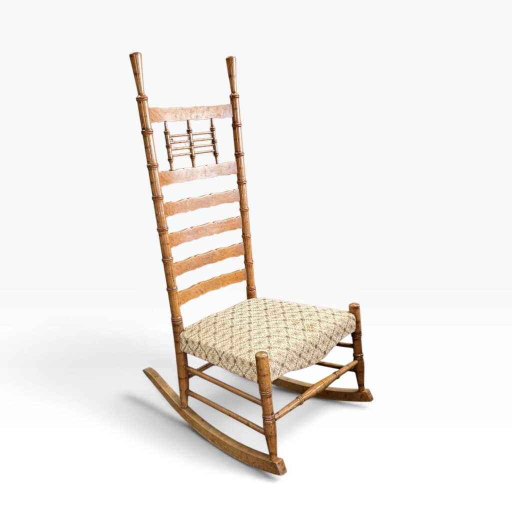 Antique High-back Asian Style Maple Rocker