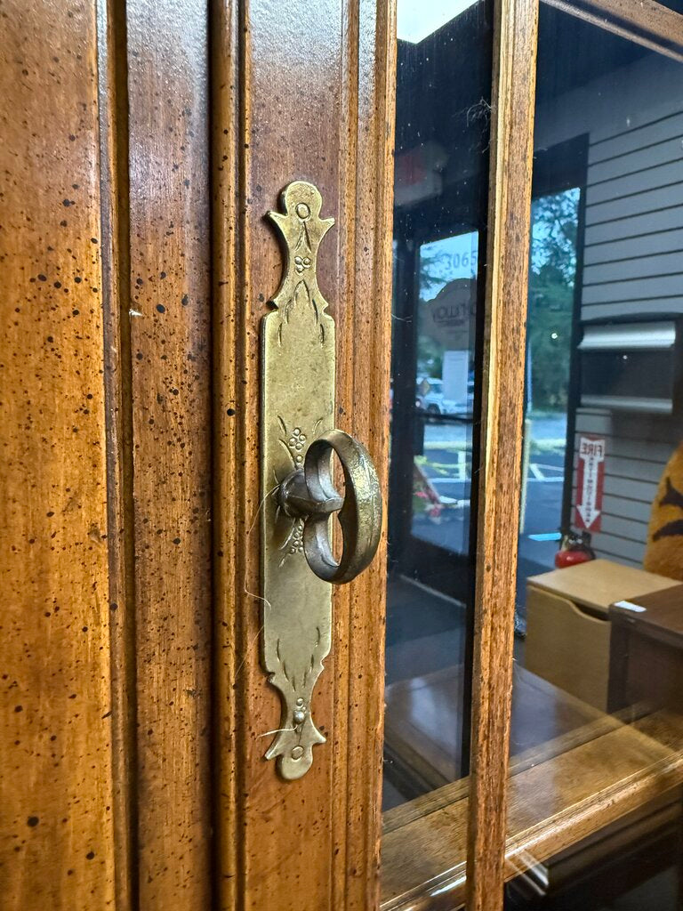 Traditional Style Walnut Glass Door Hutch