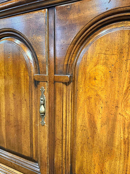 Traditional Style Walnut Glass Door Hutch