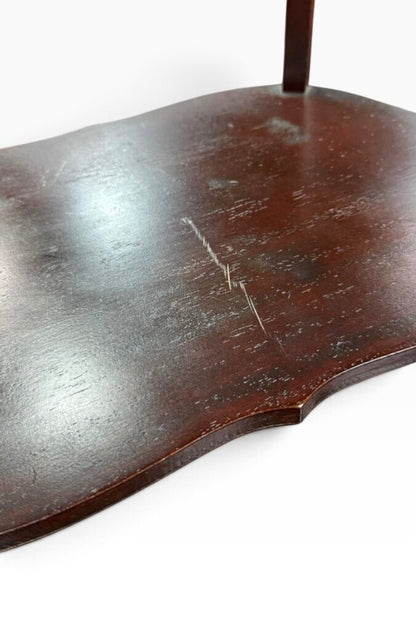 Tall Antique Oval Shaped Dark Wood Abalone Inlay Table