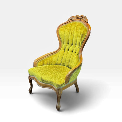 Antique Victorian Green Parlor Chair No. 2