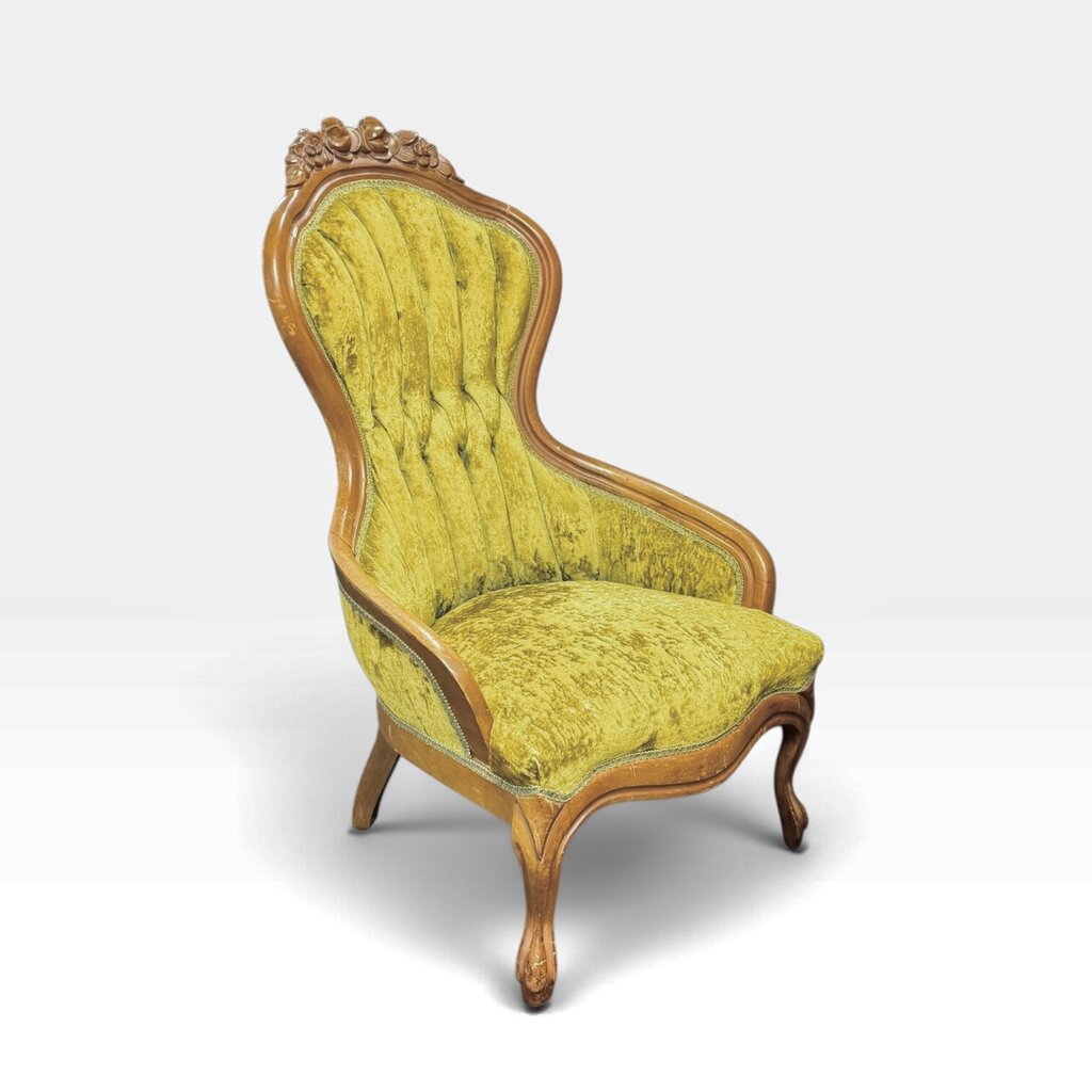 Antique Victorian Green Parlor Chair No. 2