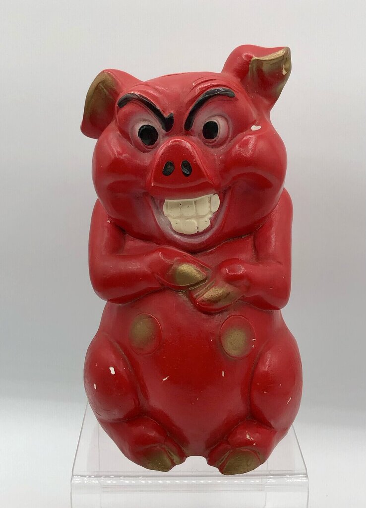 Vintage A.N. Brookes Chalkware Mad Money Piggy Bank /b