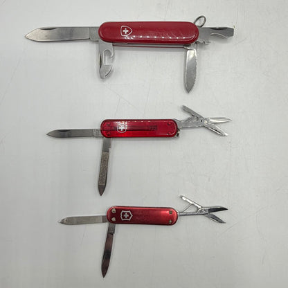 Lot of 3 Victorinox & Wenger Swiss Army Knives Classic Red Multi-Tool /cb