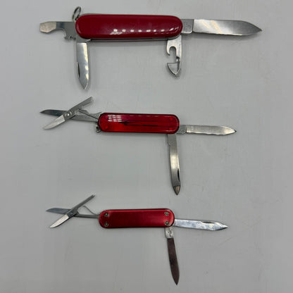 Lot of 3 Victorinox & Wenger Swiss Army Knives Classic Red Multi-Tool /cb