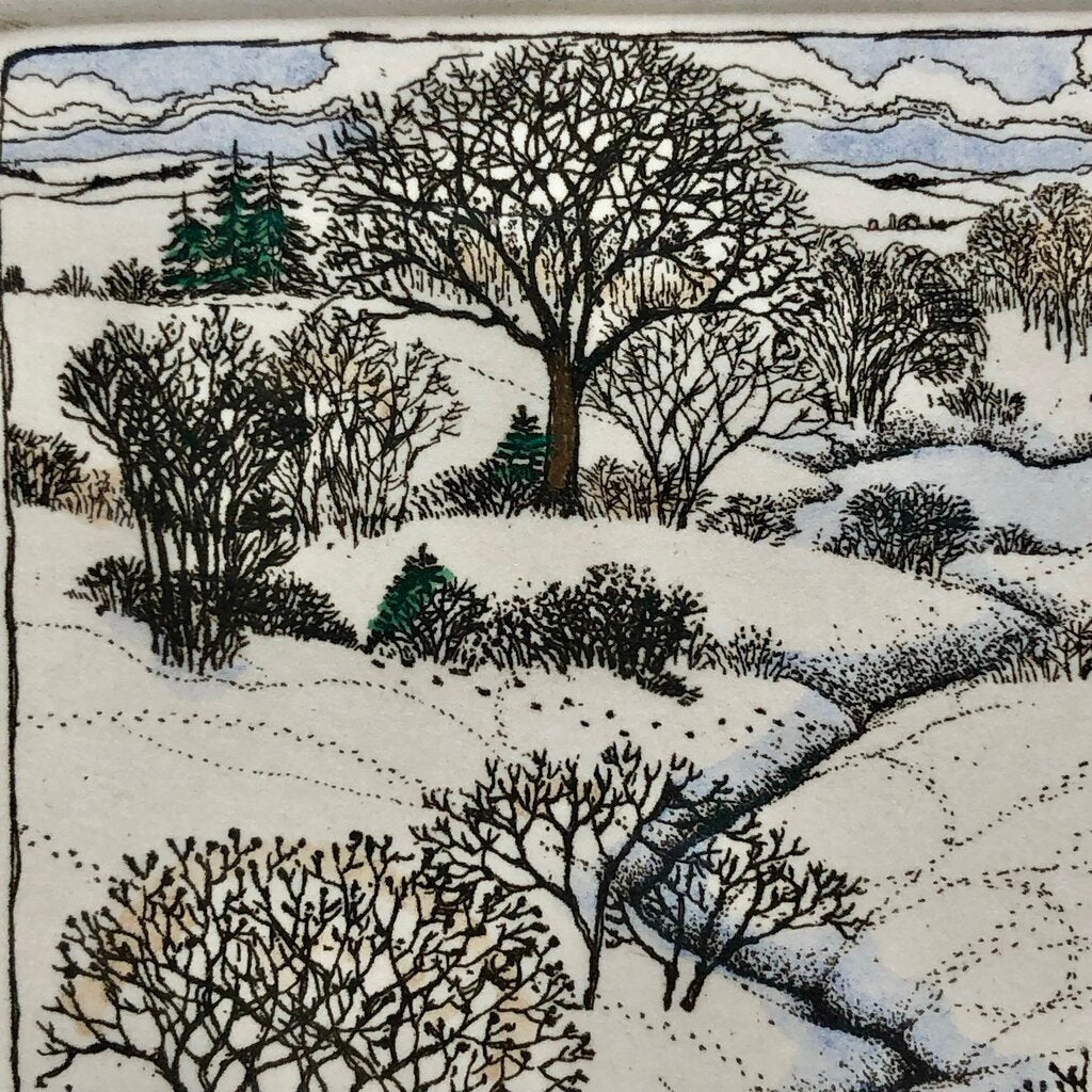 1987 Susan Hunt Wulkowicz Snowy Creek Hand Colored Etching 70/300 Signed /b