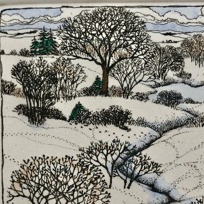 1987 Susan Hunt Wulkowicz Snowy Creek Hand Colored Etching 70/300 Signed /b