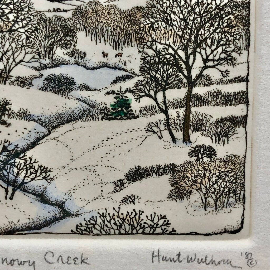 1987 Susan Hunt Wulkowicz Snowy Creek Hand Colored Etching 70/300 Signed /b