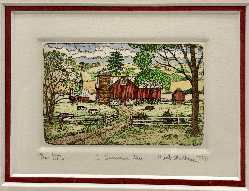 1982 Susan Hunt Wulkowicz A Summer Day Hand Colored Etching 69/300 Signed /b