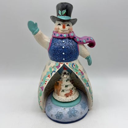 Jim Shore Heartwood Creek 2021 Winter So Wonderful 6009852 Snowman LED Lighted Rotating 11 Inch Figurine /cb