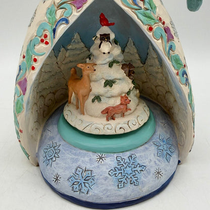 Jim Shore Heartwood Creek 2021 Winter So Wonderful 6009852 Snowman LED Lighted Rotating 11 Inch Figurine /cb