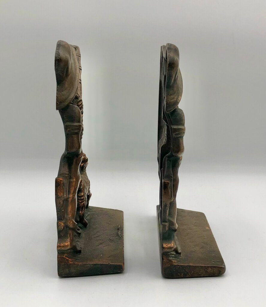 Vtg 1920s/ 1930s Verona Boy & Dog Fishing Day Bronzed Cast Iron Bookends /b