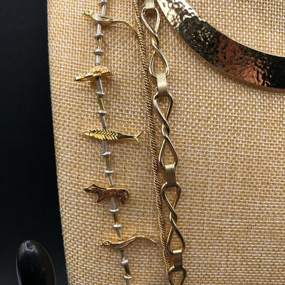 6pc Vtg Set Gold Plated Quality Costume Jewelry Necklaces & Bracelets /b