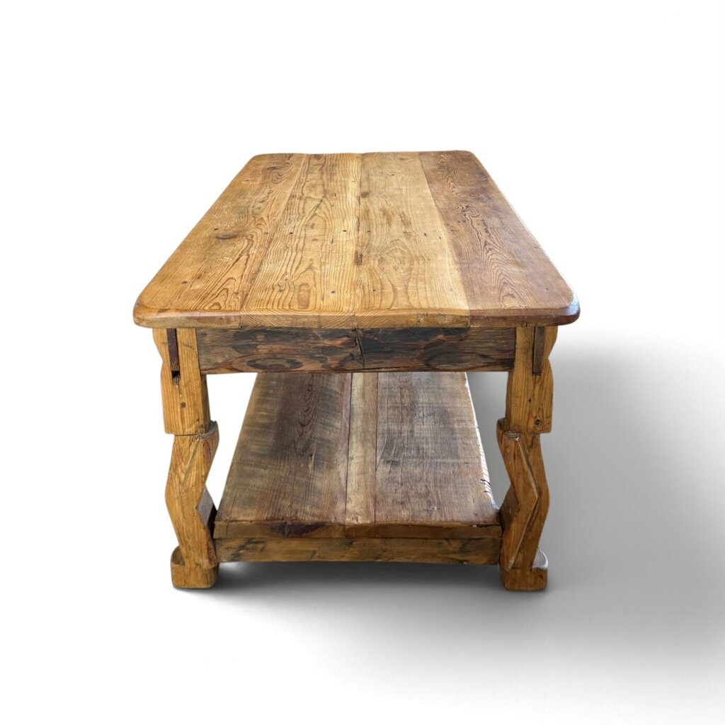 Rustic Solid Wood Coffee Table with Drawer