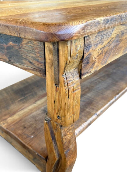 Rustic Solid Wood Coffee Table with Drawer