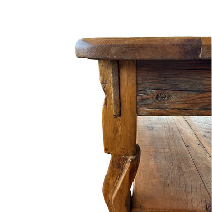 Rustic Solid Wood Coffee Table with Drawer