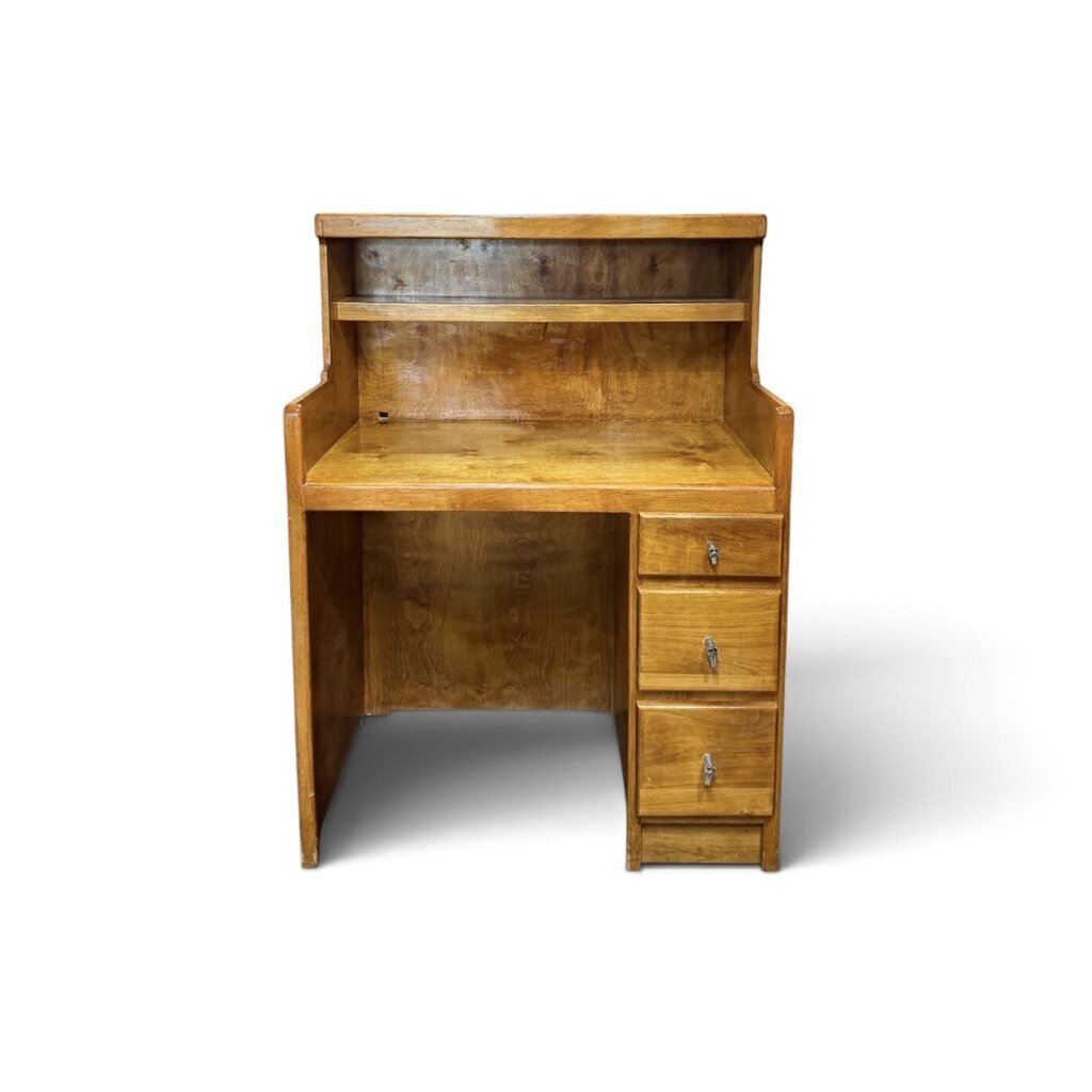 VTG Solid Wood Desk with Horse Head Drawer Pulls