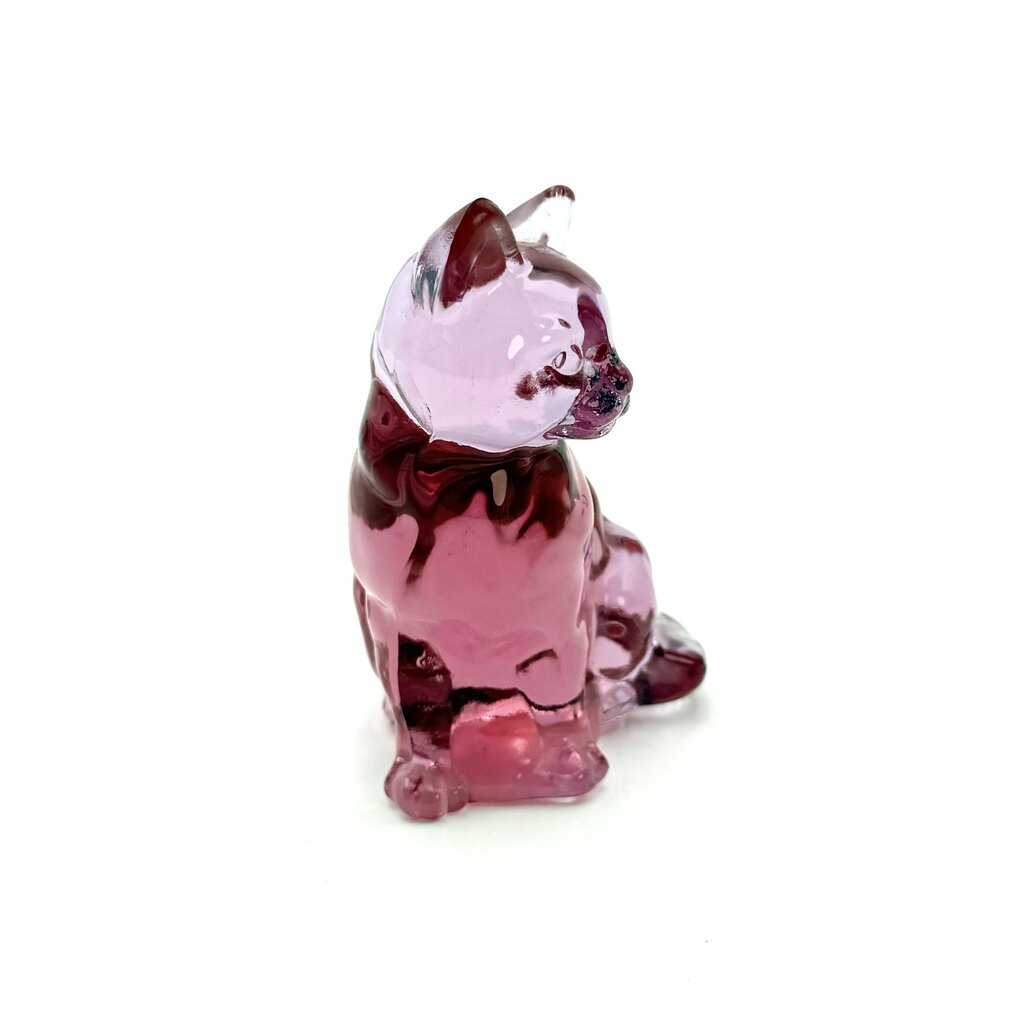Fenton Translucent Pink Art Glass Cat Figurine