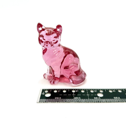 Fenton Translucent Pink Art Glass Cat Figurine