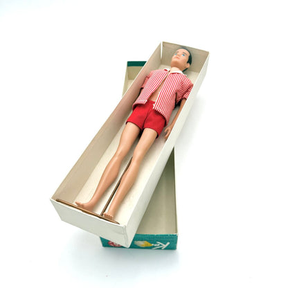 VTG 1962 Barbie's Boyfriend Ken Doll no. 750 Brunette Beach Swimwear w/ Box